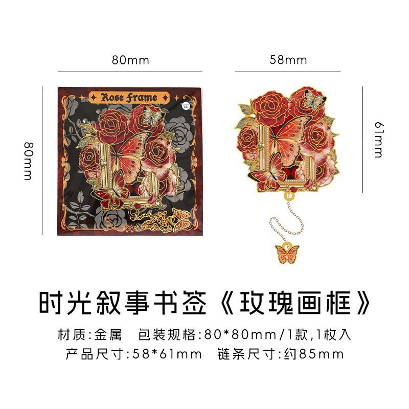 Infeel.me marcador de metal, narración de tiempo, reloj original, marcador de tema de rosa, marcador de lectura de estudiante