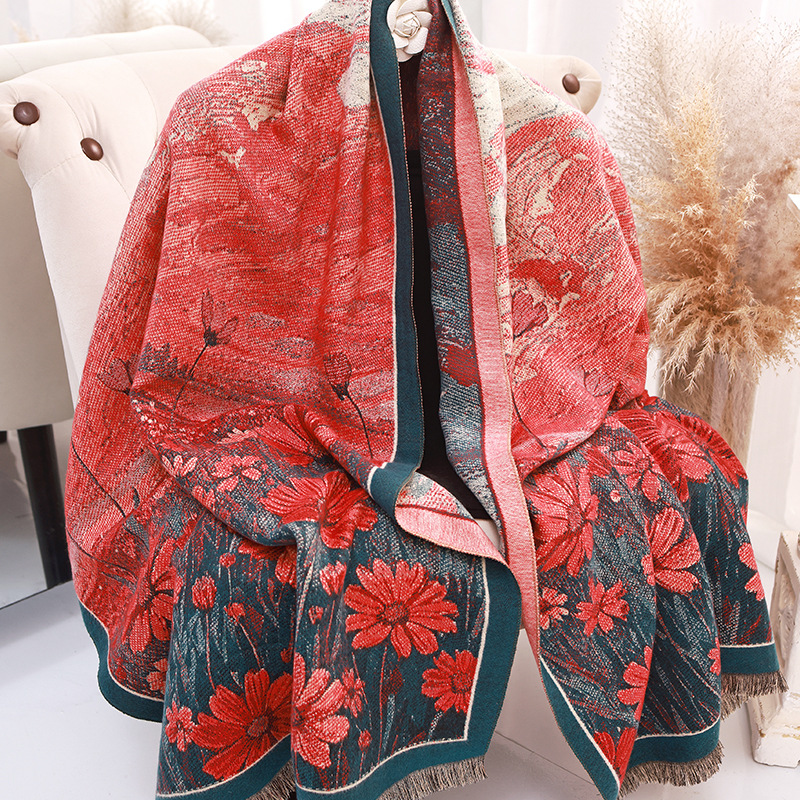 秋冬季新款时尚保暖仿羊绒围巾女士空调房时尚披肩围脖外贸批发