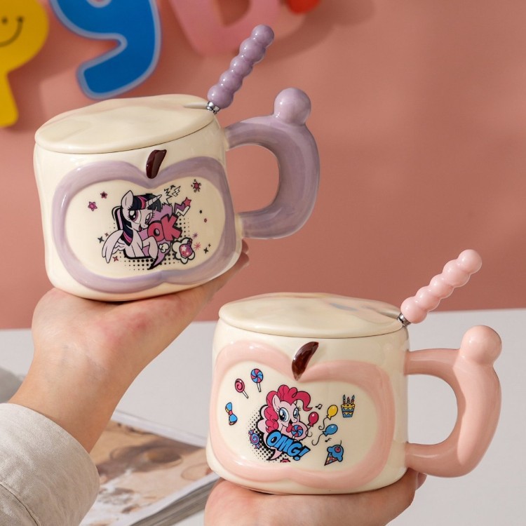 Bonito pony taza de cerámica taza de cerámica taza con cubierta taza de agua creativa taza casera regalo de cumpleaños para chicas