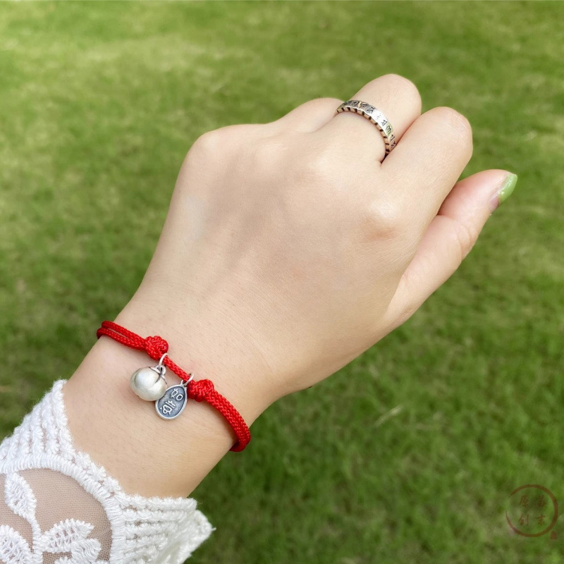 Persimmon Ruyi Red Rope Bracelet Anklet Persimmon Auspicious Ruyi Peaceful Good Luck Gift for Friends, Besties, and Girlfriends