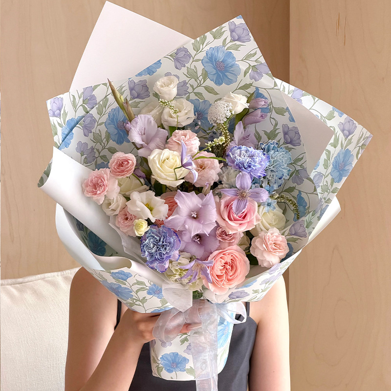 Huasei Yuyin papel Qing Tang Ji flor di buquete de papel de embalaje de película mate flor florista de papel de envoltura de flores