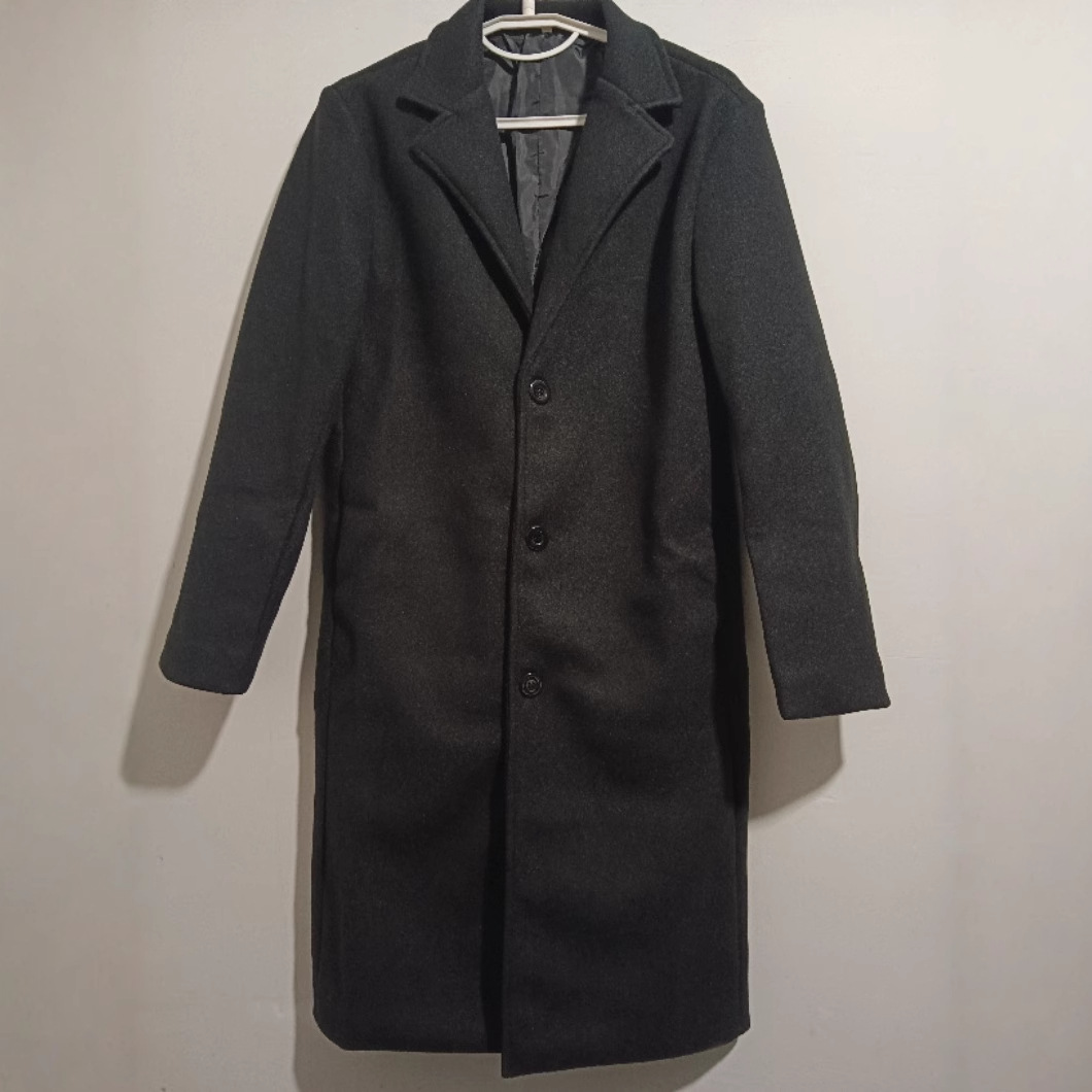 demi-season solid color woolen coat