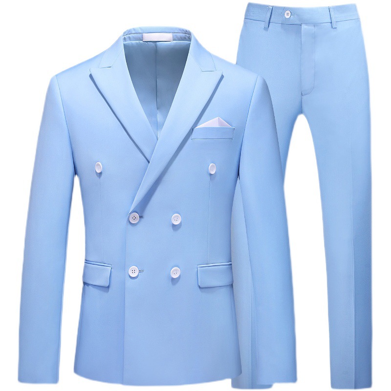 Men's Clothing new men's large size suit two piece double breasted solid color hollow suit_voghion.com