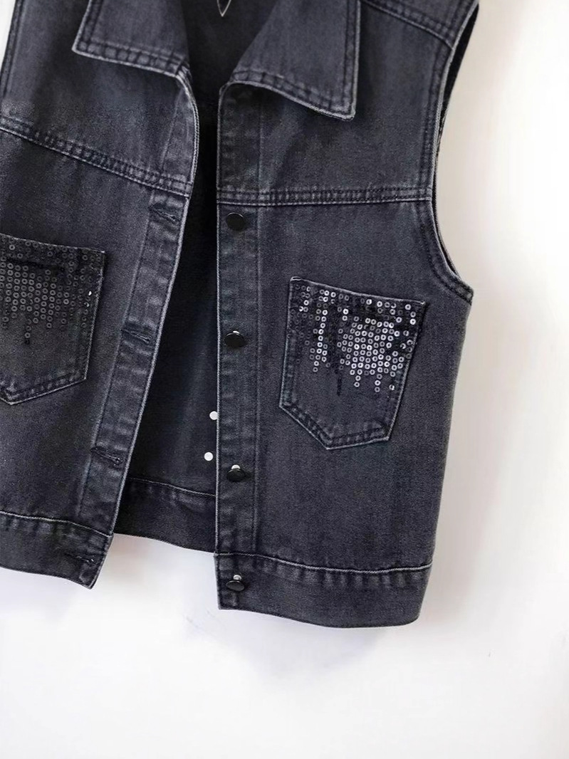 Chaleco de vaquero para mujeres 2025 primavera y otoño nuevo estilo suelto diseño versátil gran chaleco de hombro sin mangas chaqueta image 4