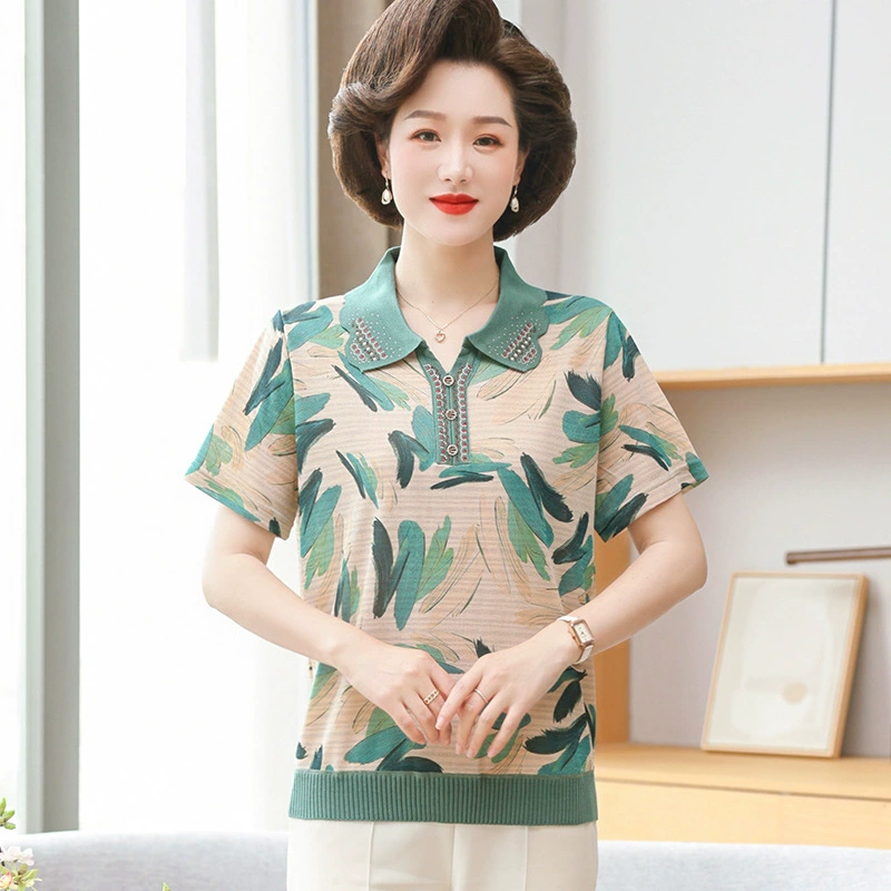 День матери для пожилых людей Летняя бабушка одежда новая летняя с короткими рукавами старая леди футболка мама одежда