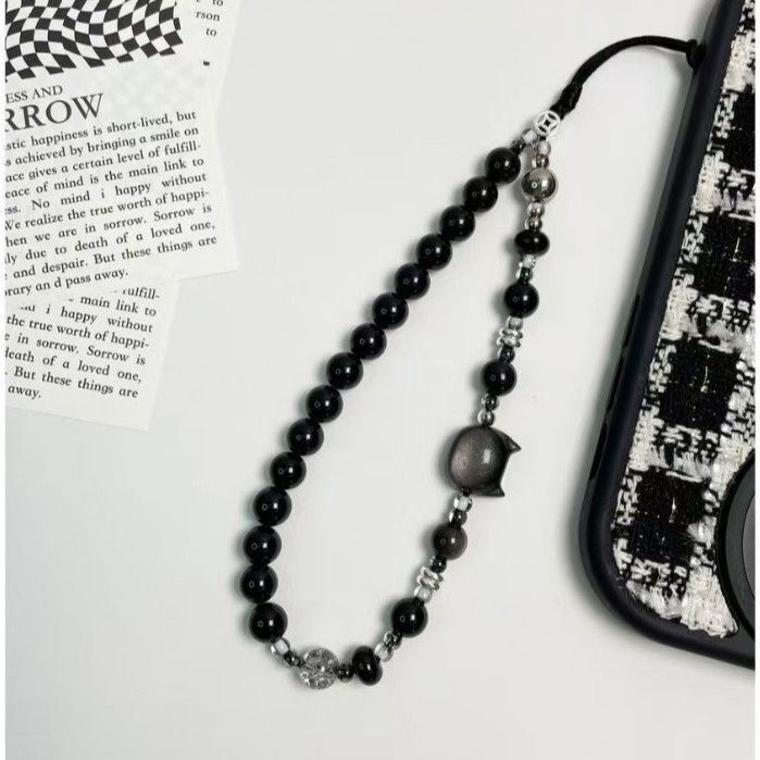Dark Style Phone Chain, Black Cat Phone Lanyard, Wrist Strap, High-End Accessory, Ccd Camera Accessory