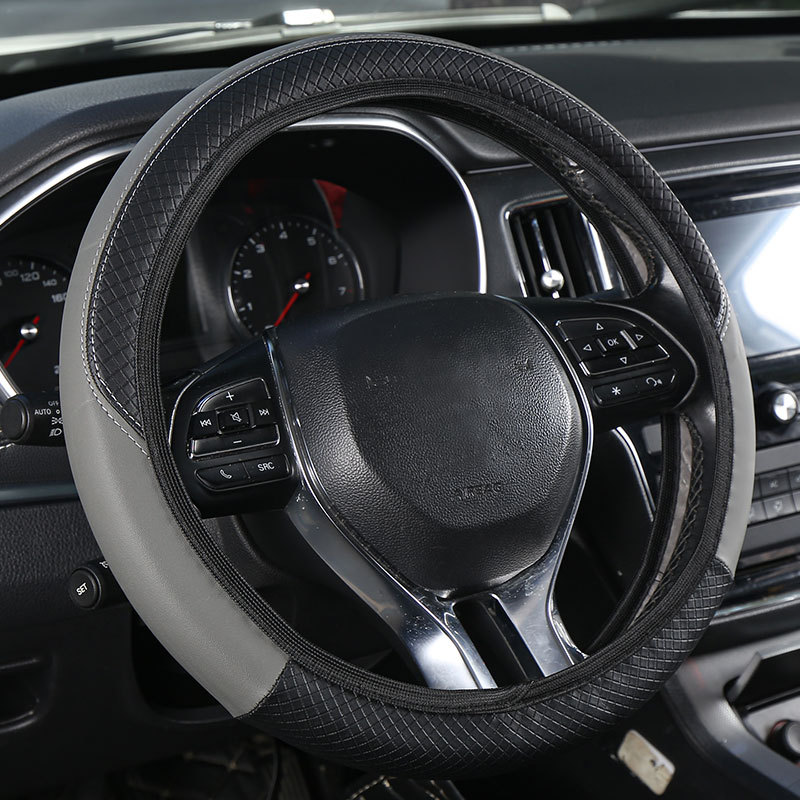 Car Steering Wheel Cover, Elastic, No Inner Ring, Leather, Suitable for All Seasons, Cross-Border Popular Model, Handle Cover Wholesale, Dropshipping, with Label