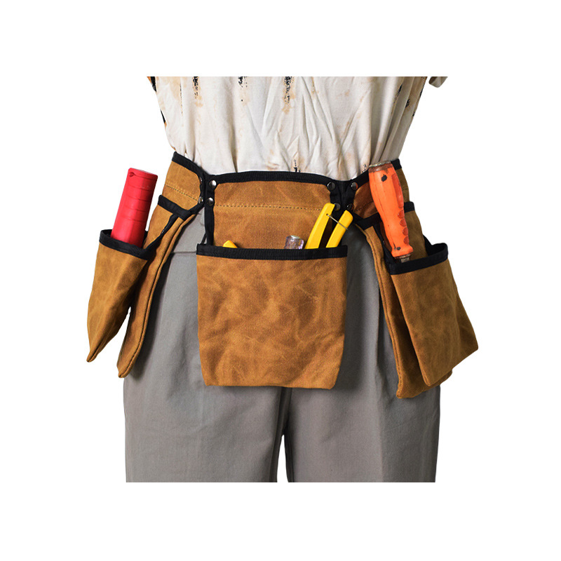 多口袋工具腰包油蜡帆布电工工具包便携收纳维修耐磨带五金挂钩
