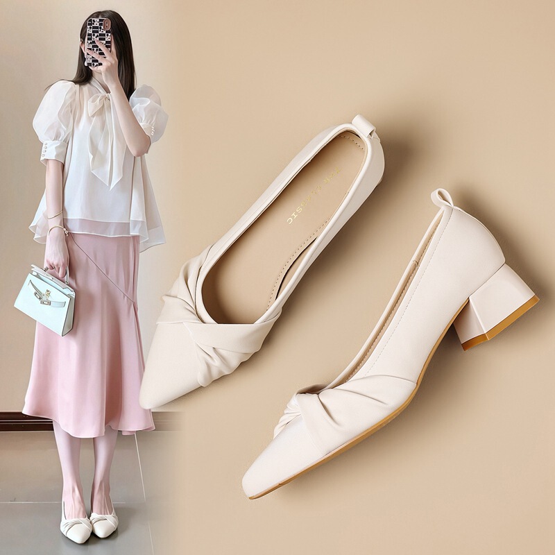 Zhr Shallow-Mouthed Chunky Heel High-Heeled Commuter Shoes for Women 2026 Spring New Style Comfortable Versatile Slip-On Women's Shoes Zhr Shallow-Mouthed Chunky Heel High-Heeled Commuter Shoes for Women 2026 Spring New Style Comfortable Versatile Slip-On Women's Shoes