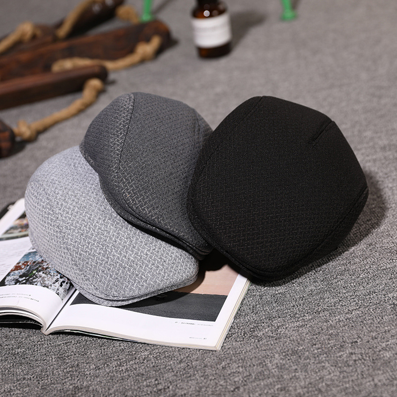 Sombrero de los hombres de primavera y verano nuevo de mediana edad y ancianos hacia adelante sombrero transpirable a prueba de sol delgada gorra de pico boina británica sombrero de pintor