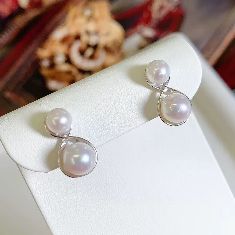 Серьги из жемчуга, авторская фурнитура, S925, серебро 925 пробы, 5-8мм