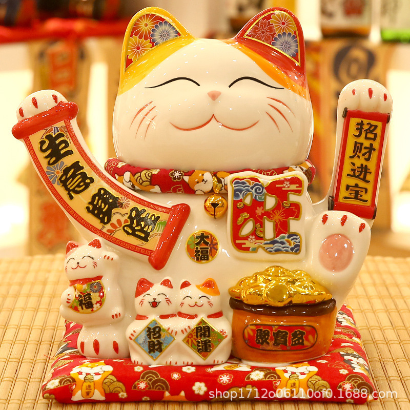 Lucky Cat Ornaments Opening Gifts Gifts Business Brisk Home Living Room Shop Cashier Shake Hands Automatic