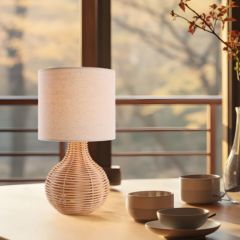 Lámparas de lino transfronterizas tejidas a mano lienzo silencioso lámpara de escritorio dormitorio sala de exposiciones decoración lámpara de escritorio al por mayor