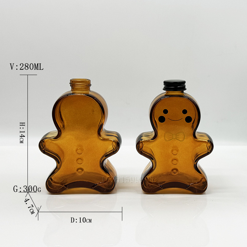 棕色姜糖人玻璃罐饼干人姜饼人玻璃瓶密封罐丝网印刷喷涂加工工艺