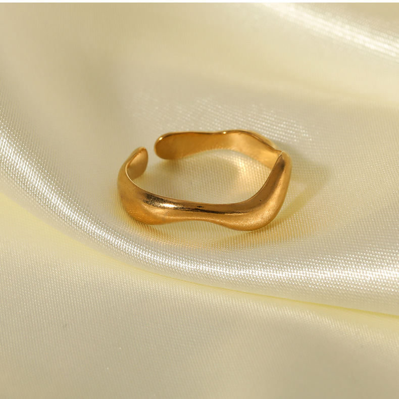 Women'S Gender Vintage Style Style PVD Coated 18K Gold Real Gold Plated Geometric Heart Shape Stainless Steel Vintage Style Waterproof Non Tarnish Open Ring
