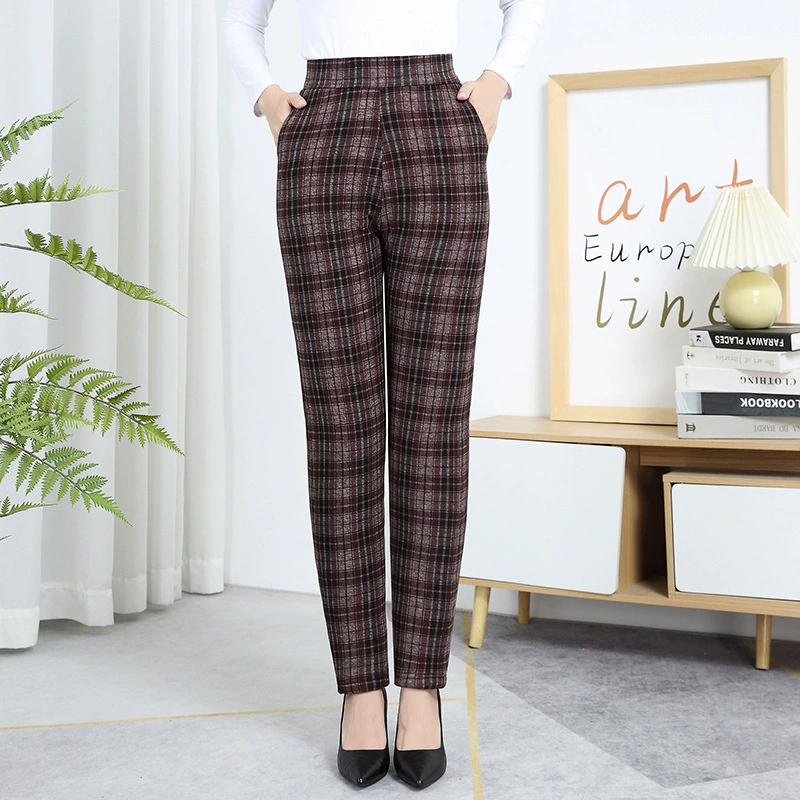 Люди среднего и пожилого возраста брюки толстые зимой с высокой талией