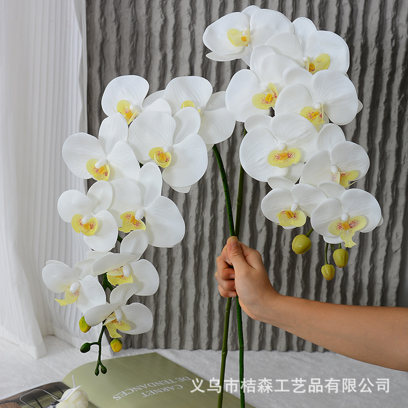 Flores de alta calidad 9 cabezas 7 cabezas 5 cabezas orquídeas mariposa sensación realista tela de seda de película flores falsas decoración de boda nórdica