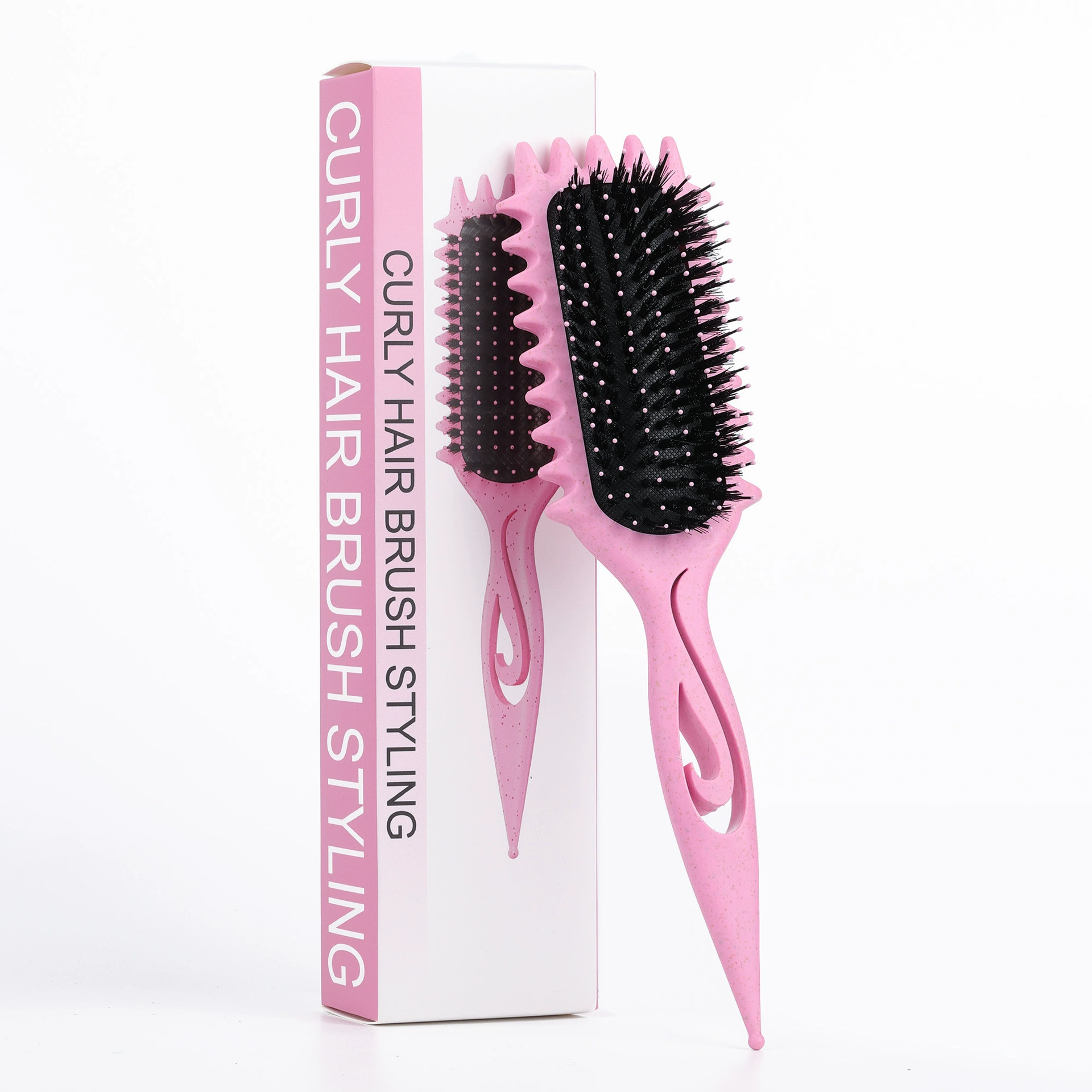 Massage Bounce Curl Comb, Wheat Straw Paddle Brush, Detangling & Styling, Multi-color