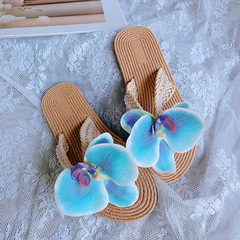 HD3495A08蝴蝶蘭花朵時尚海邊沙灘平底拖鞋夏日甜美少女創意個性