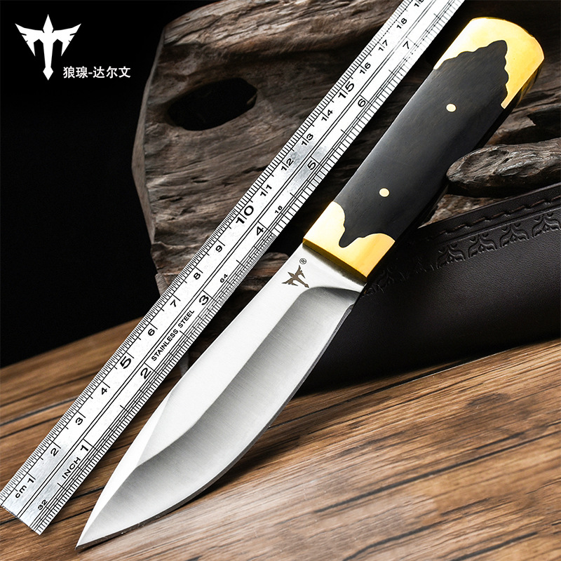 户外小刀锋利随身高硬度刀具防身战术格斗直刀荒野求生野外生存刀