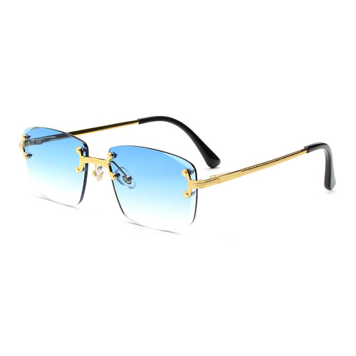 WL2013 metal frameless cut edge sunglasses personality fashion women's square frame sunglasses driving retro punk style