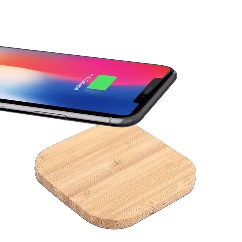 Cargador inalámbrico de bambú de 15W, disponible en formas redonda y cuadrada, en stock, cargador inalámbrico para teléfono móvil, carga rápida, se puede personalizar con el logotipo.