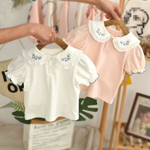 宝宝短袖T恤娃娃领夏季棉女童打底衫夏装白色韩版婴儿半袖上衣