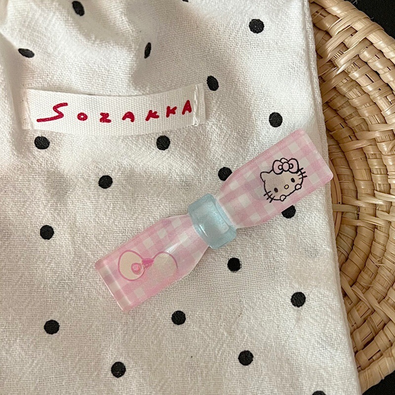 新款卡通发夹奶油甜妹风侧边刘海碎发夹可爱甜美少女心格纹发卡|undefined