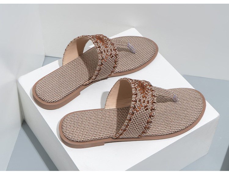 Cfxxy-149 žabky zahraničního obchodu, módní výšivky, pantofle, dámské pantofle, plážové lněné sandály, dámské boty_voghion.com