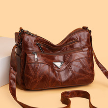 跨境高级感PU软皮包水洗皮包女2025新款时尚多隔层百搭女士斜挎包