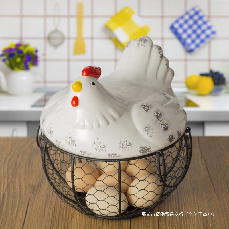 Керамическая корзина для яиц, корзина для фруктов, разные синие керамические кухонные стеллажи для хранения, креативная железная корзина для хранения, кованая корзина для хранения.