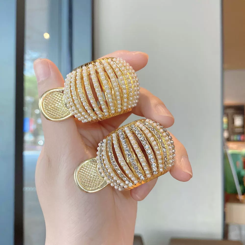 合金南瓜抓夹高马尾发夹固定神器发夹2024新款水钻夹子头饰发卡女