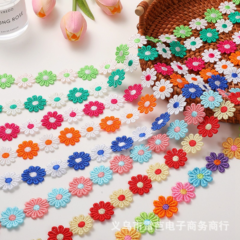 Nuevo punto bordado encaje soluble en agua DIY de dos colores pequeño encaje ropa infantil encaje ropa accesorios encaje