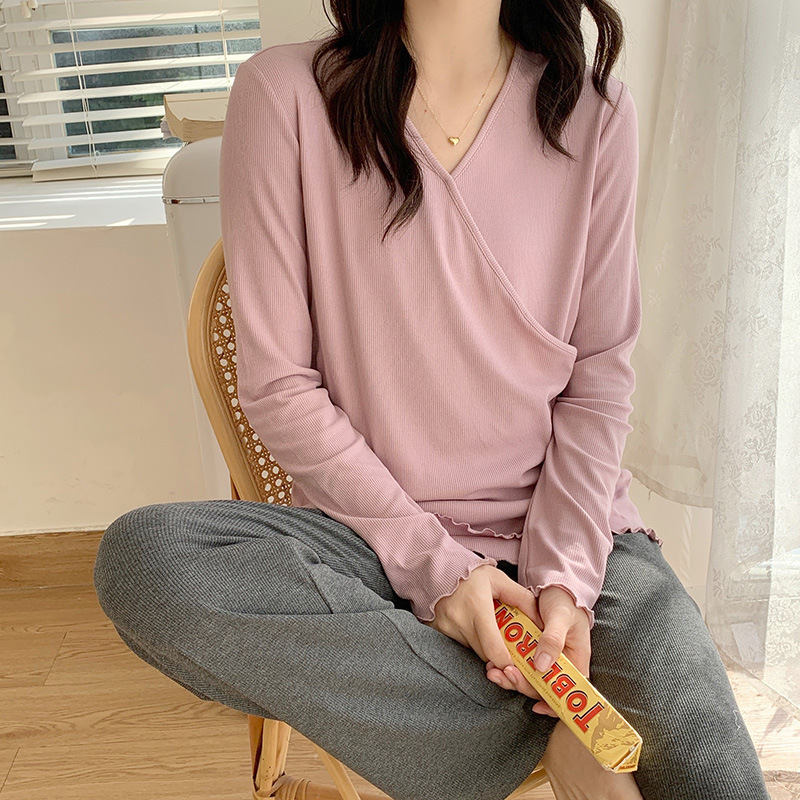 Maternity Wear Spring and Summer New Modal Maternity Loungewear Maternity Nursing Pajamas Top Set