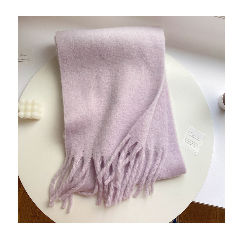 Solid Color Thickened and Extended Scarf for Women, 2026 Autumn and Winter New Korean Style, Versatile Winter Shawl for Students, Pink