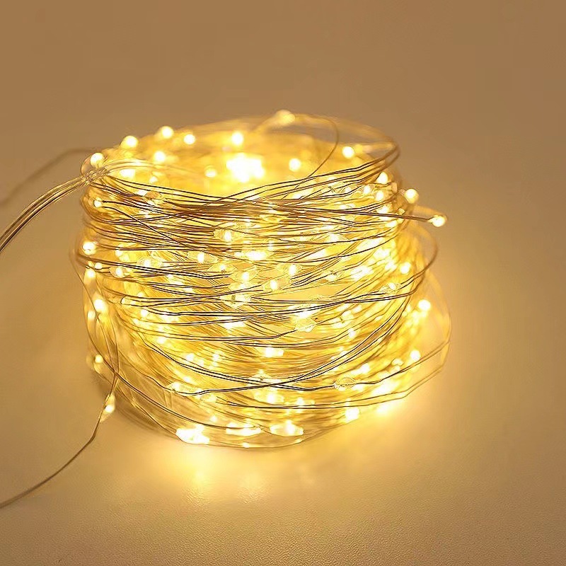 LED lámpara de alambre de cobre solar al por mayor de carga de control remoto Cadena de luz solar de Navidad atmósfera al aire libre patio Lámpara decorativa