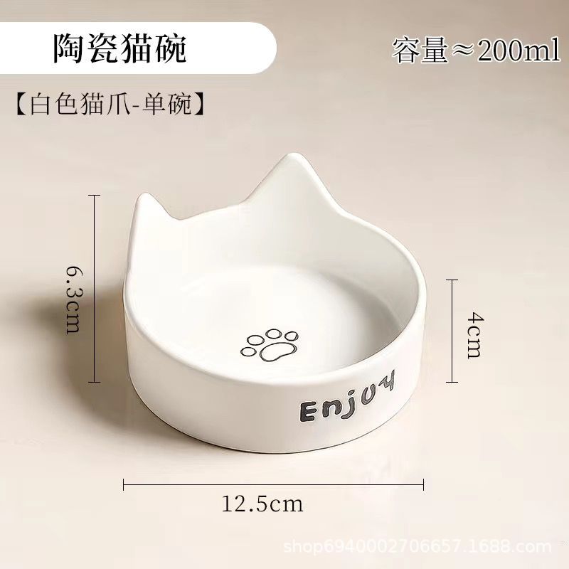 Tazón para gatos Tazón para comida para gatos de cerámica Tazón para mascotas Tazón para beber Tazón para alimentos Tazón para gatos todo en uno Tazón para gatos Tazón para perros No es fácil volcar el cuello