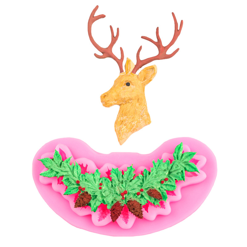 Molde de silicona decorativa de pastel de fondant de alce bricolaje de Navidad