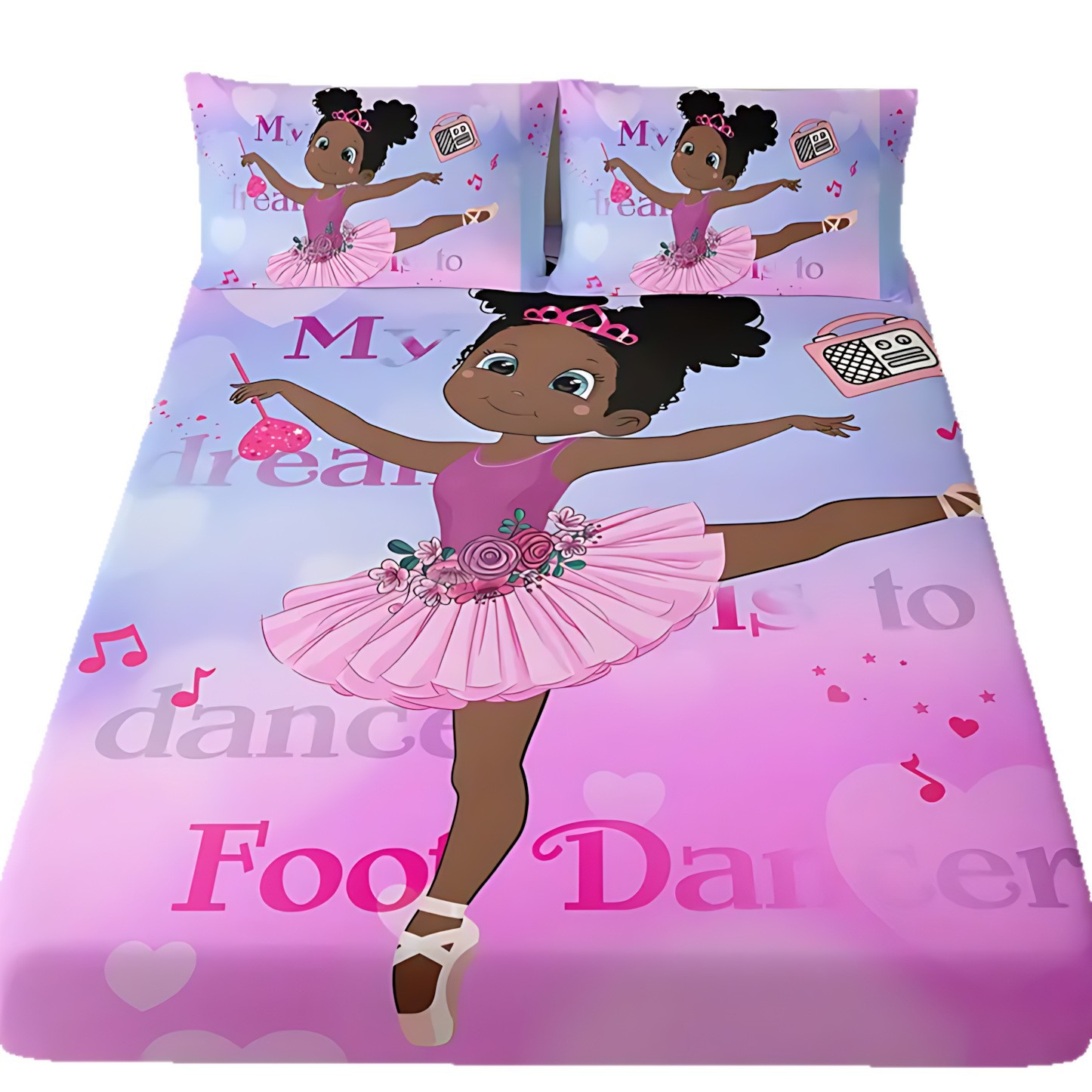 TEMU / JIT transfronterizo textil doméstico niña ballet temático patrón de impresión digital HD cama gaza pillow cover set