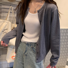 针织开衫外套女春秋2025早秋新款上衣爆款外搭高级感灰色宽松毛衣