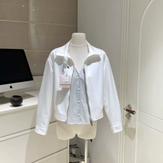 salthe*天丝棉假两件撞色立领夹克女拼接翻袖短款休闲短外套