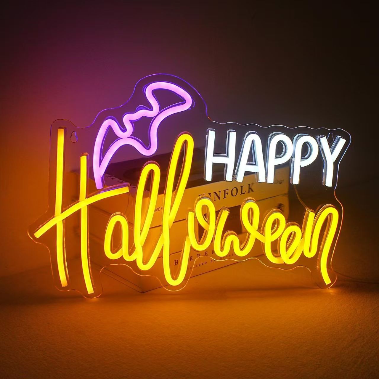Luz de neón transfronteriza amazónica personalizada calabaza fantasma de Halloween luces decorativas happy Halloween atmósfera