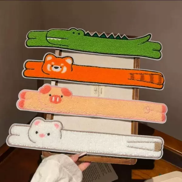 Cute long strip magic tape headband with cartoon animals, cute style for girls, suitable for washing face, makeup, and fixing bangs, dual-use headband