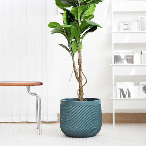Nordic simple balcony large diameter big belly piano leaf banyan green plant home ceramic magnesium oxide living room floor-standing large flower pot