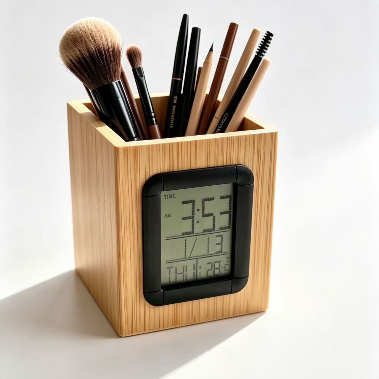 Todo bambú y madera lápiz reloj multifuncional temperatura y humedad despertador adornos en vivo comercio exterior suministro transfronterizo regalos al por mayor image 6