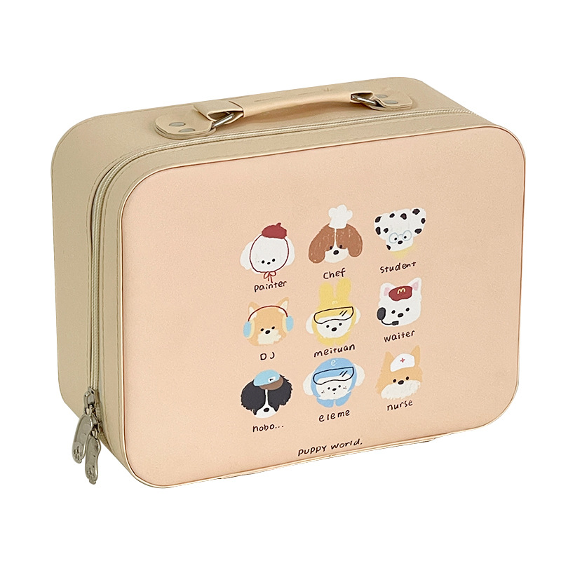 Estuche de cosméticos con espejo, linda bolsa de cosméticos portátil pequeña, bolsa de almacenamiento de viaje portátil de gran capacidad para mujer, bolsa de lavado impermeable