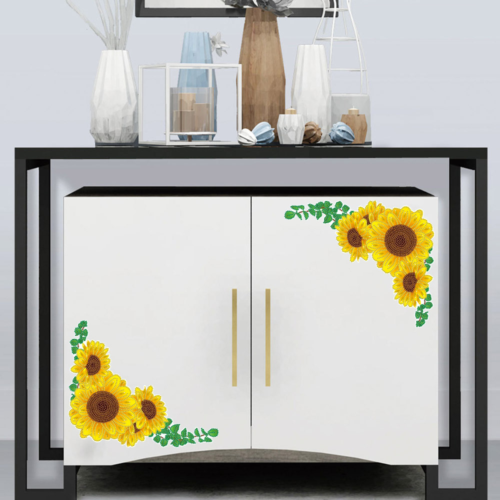 DIY Diamante pegatinas girasol diagonal decoración de cristal perforación especial pegatinas de pared pintura de diamante pegatinas aleatorias fábrica directa