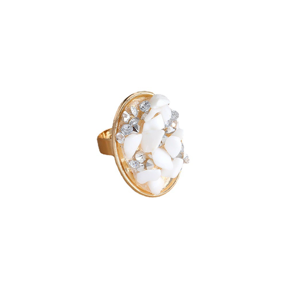 Ring with stone, metal zirconium, accessory, boho style