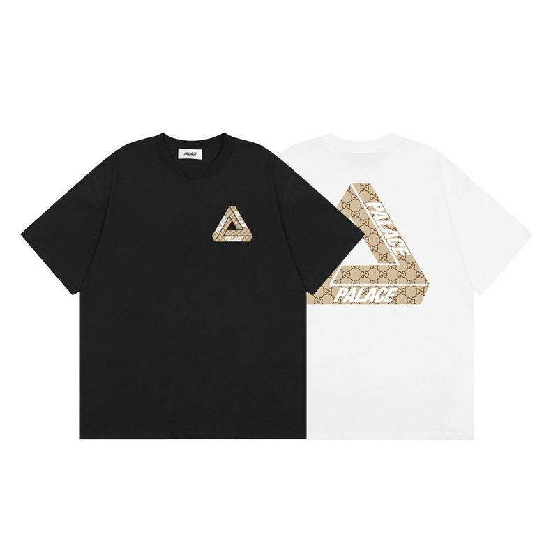 Trendy Brand Palace Collaboration Large Triangle Pure Cotton Printed Unisex Couple Versatile Loose Summer Short-Sleeve T-Shirt