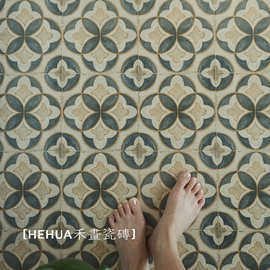禾画老上海民宿复古拼花地砖法式花砖服装店咖啡店卫生间做旧瓷砖